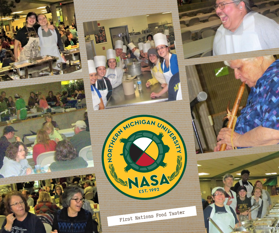 Photo montage of Northern Michigan University's Native American Student Association First Nations Food Taster
