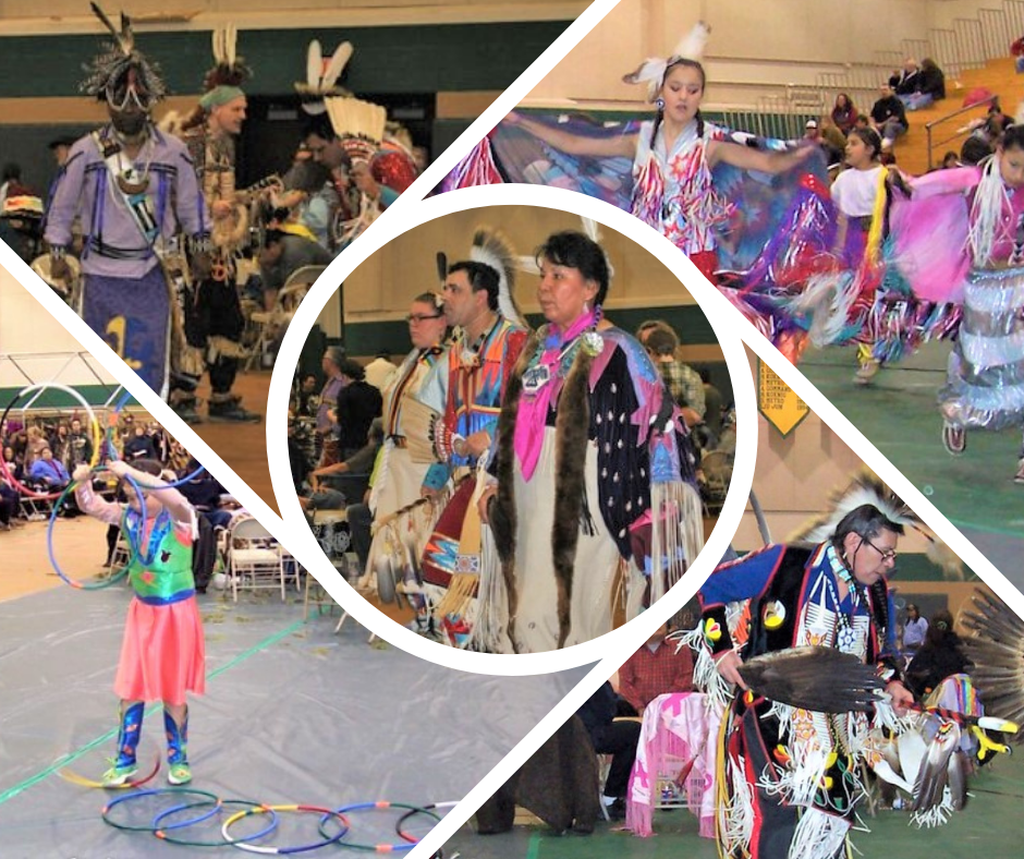 Photo montage of NASA Learning to Walk Together Traditional Pow Wow