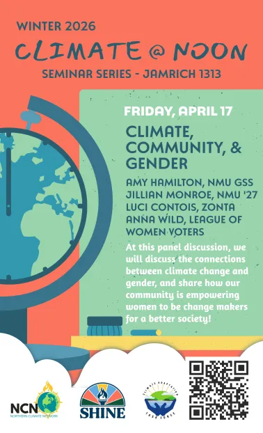 On Friday, April 17th, there will be an interdisciplinary panel discussion centered around the relationships between Climate, Community, & Gender.