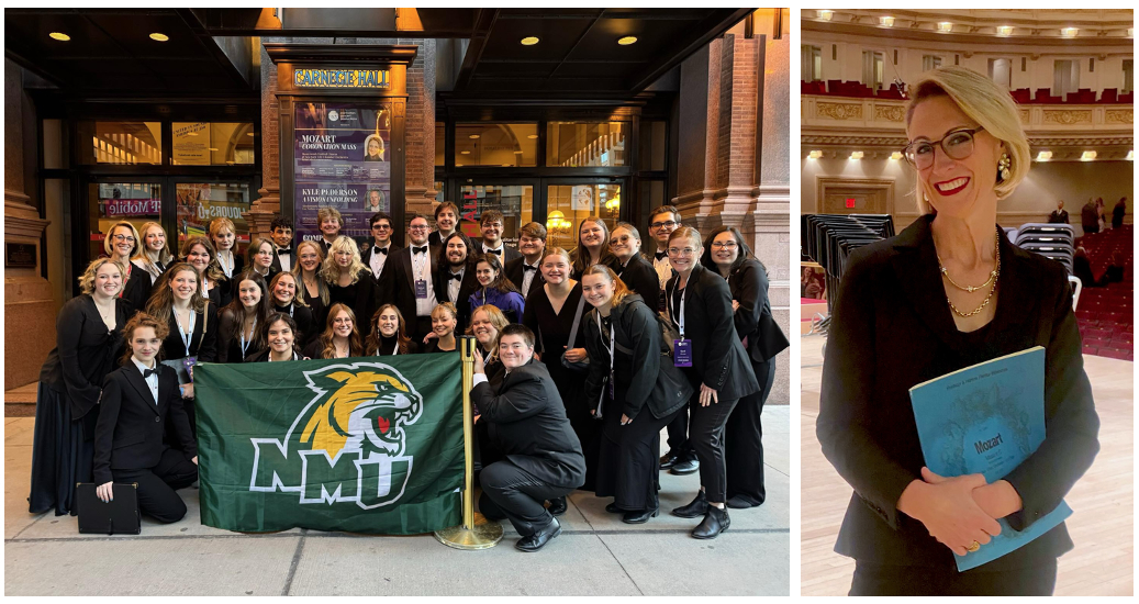 NMU’s Director of Choral Activities, Erin Colwitz, and 28 students from the NMU Arts Chorale.