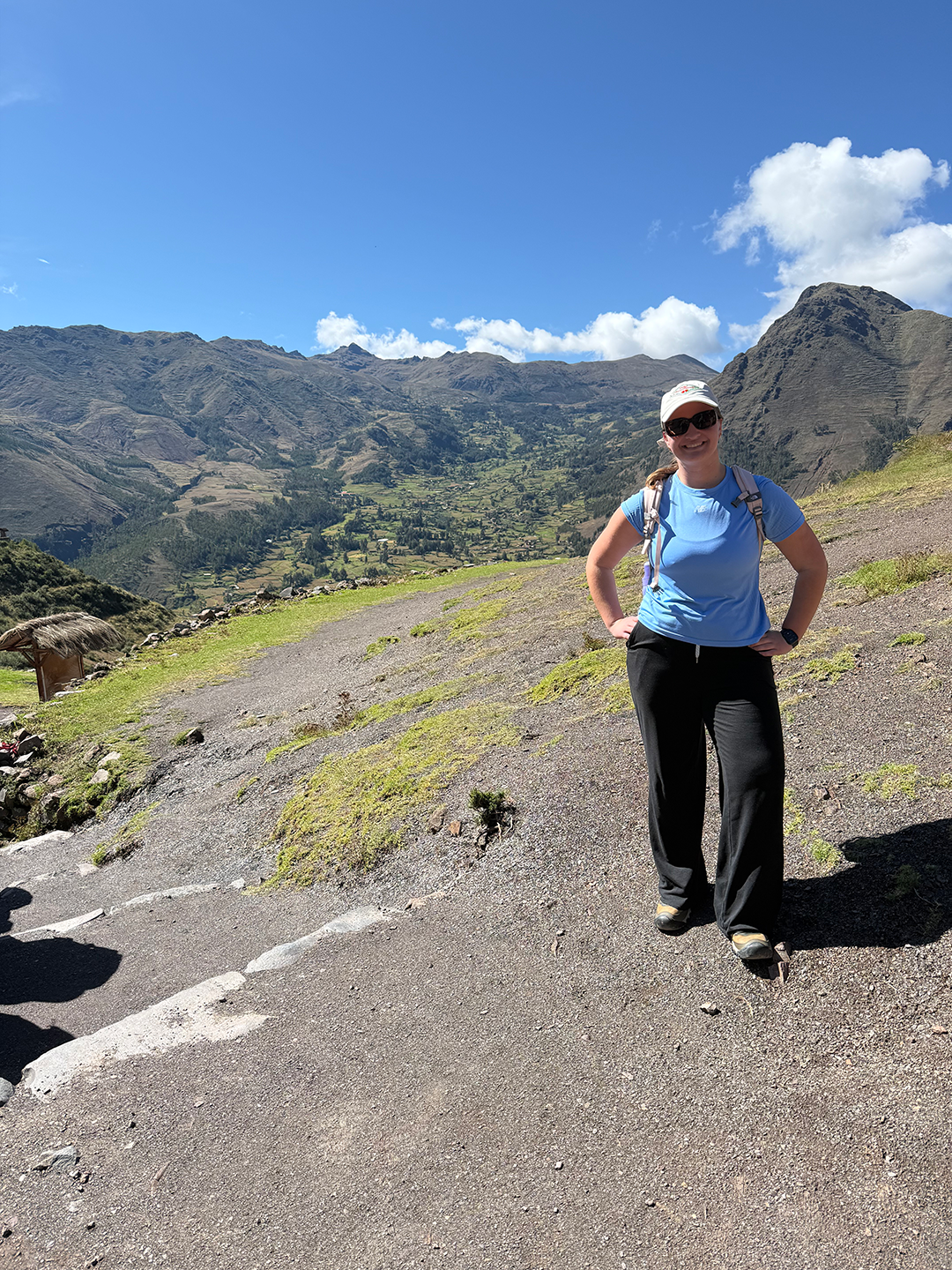 Ryann Pitts hiking in the mountains of Peru.