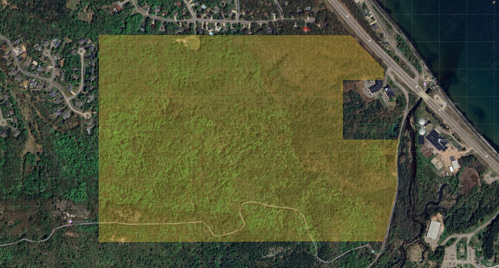 Aerial view of the Shiras Tract south of Shiras Hills