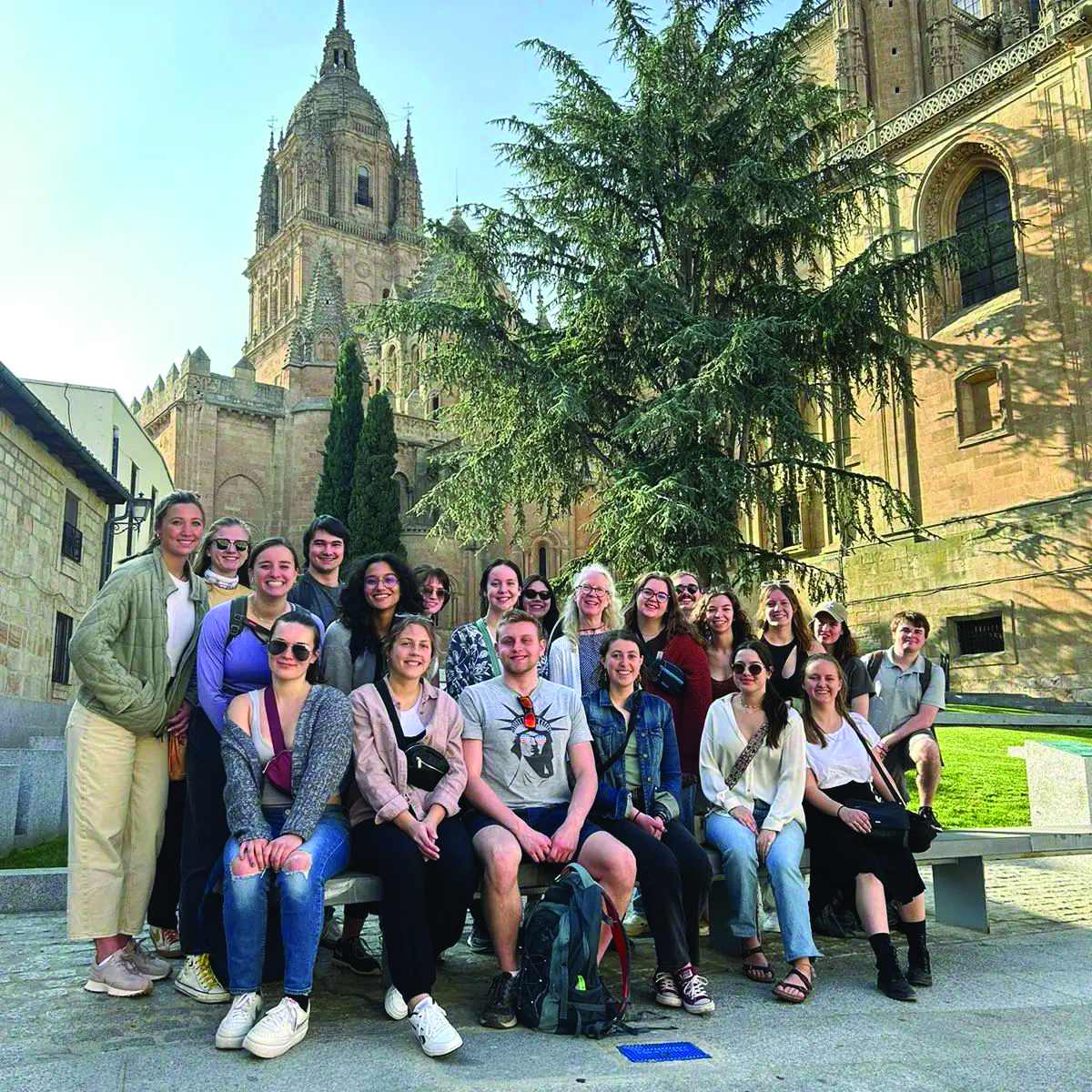 NMU students in Spain posing for an outdoor group photo