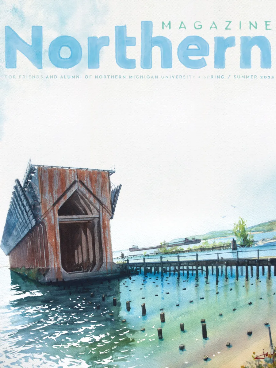 Ore dock painting cover of Northern Magazine summer 2025