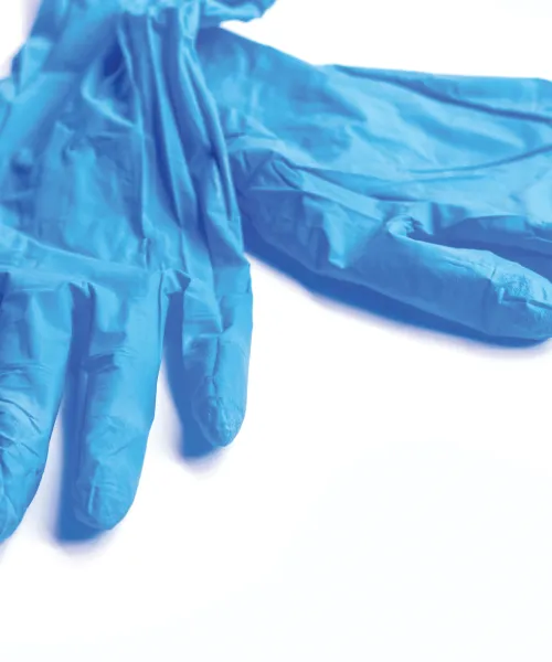Sterile blue gloves