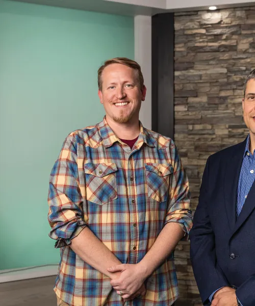 Kurt Hauswirth and Pat Lakanen at WNMU Studios