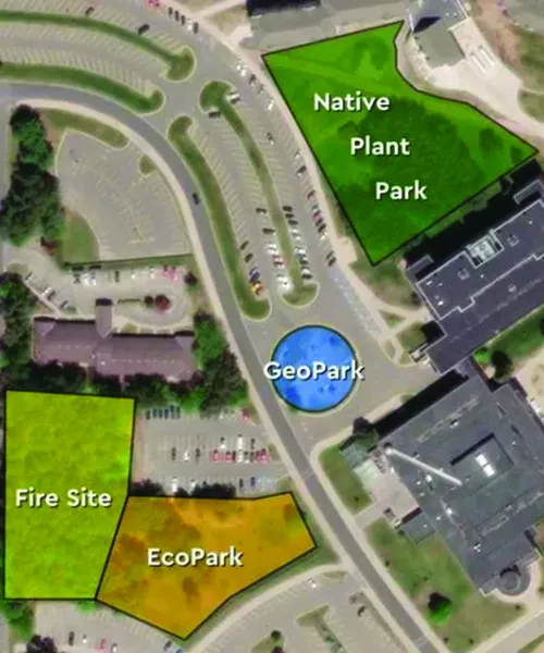 Map of outdoor learning areas on NMU's campus