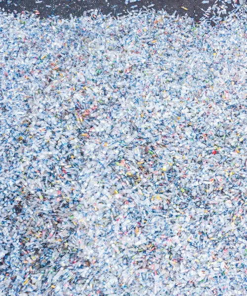 Aerial photo of trash in a landfill