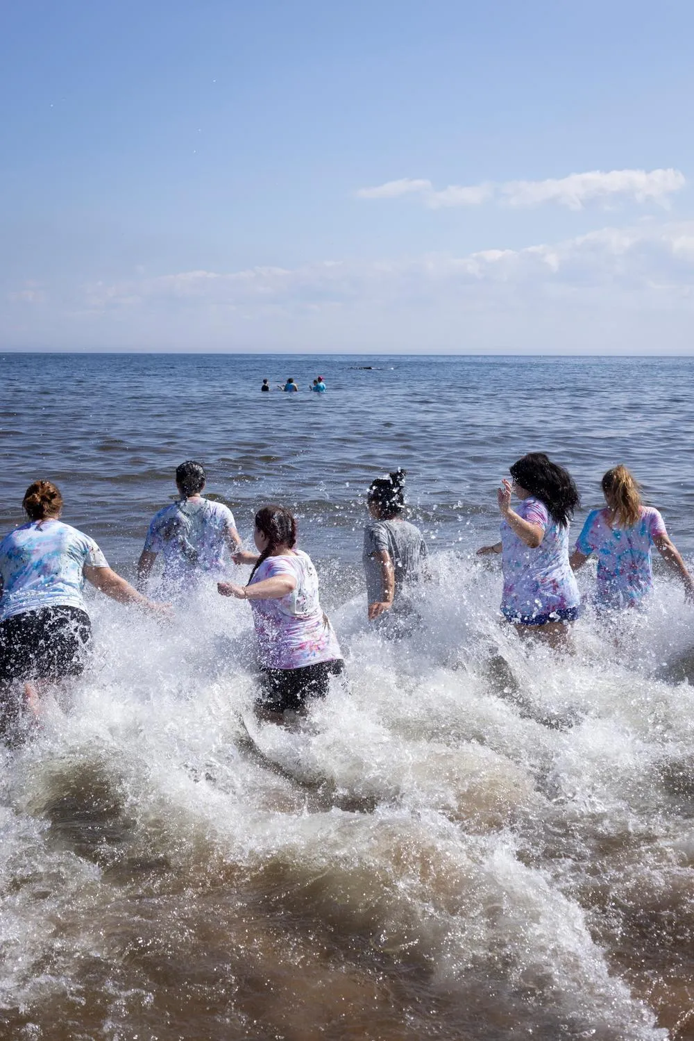 running into the lake