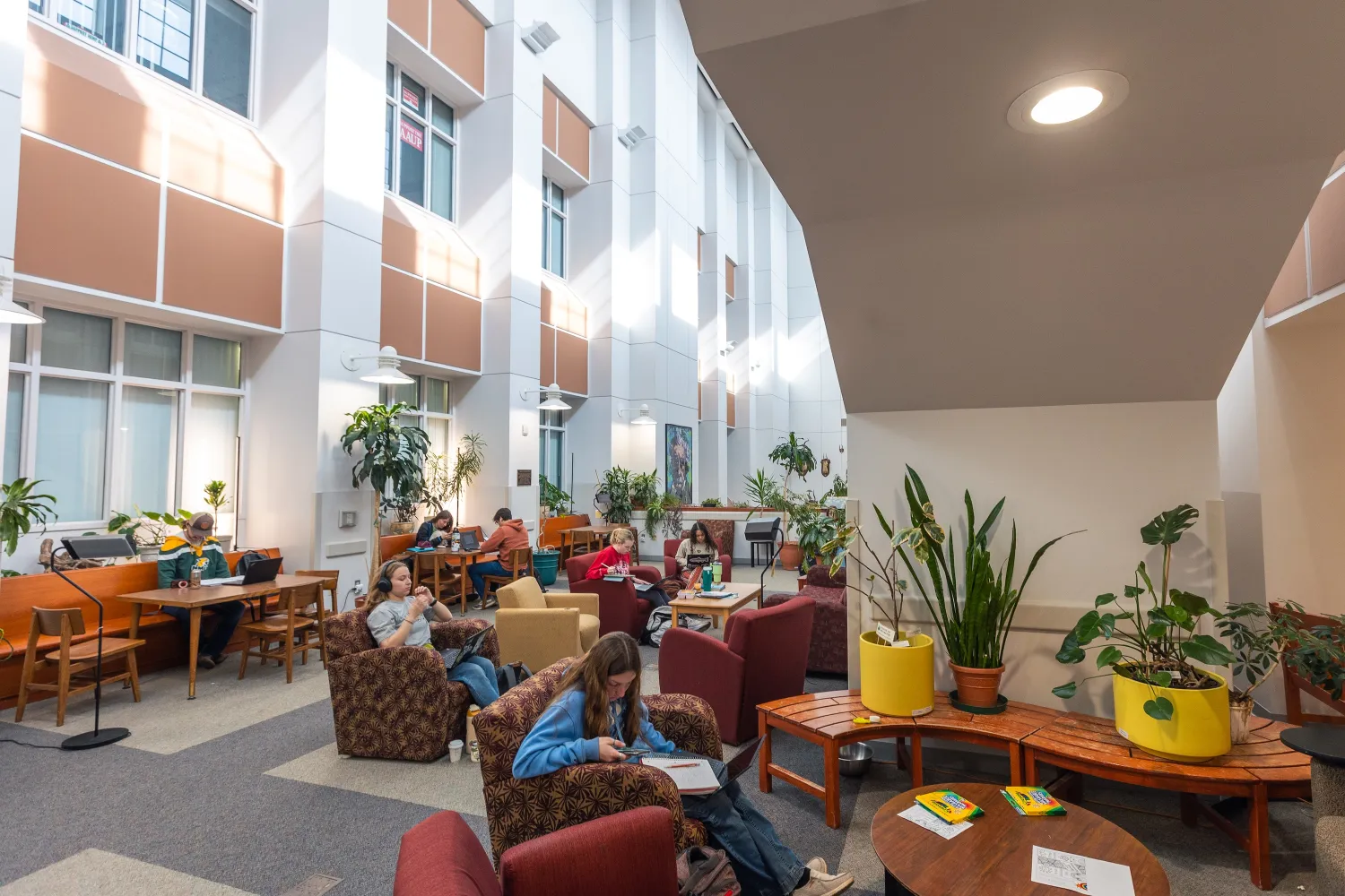 Student's studying in NMU's Lucas Atrium