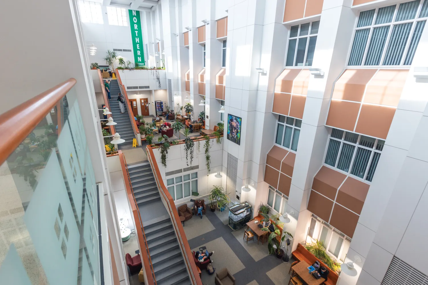 Weston Hall's David J. Lucas Atrium on NMU's campus