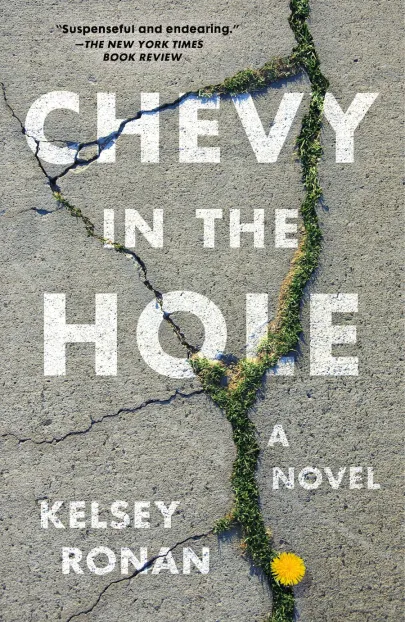 Book cover of Chevy in the Hole, a dandelion in cracked cement