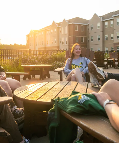 Students studying at the Outdoor Learning Area on Campus