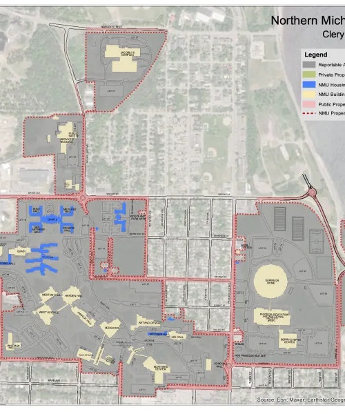 Clery Reporting Map of the NMU Campus