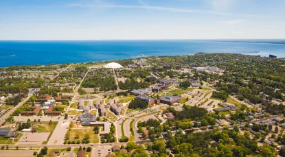 Aerial view of campus at Northern MIchigan University