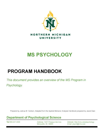 MS Psychology Program Handbook