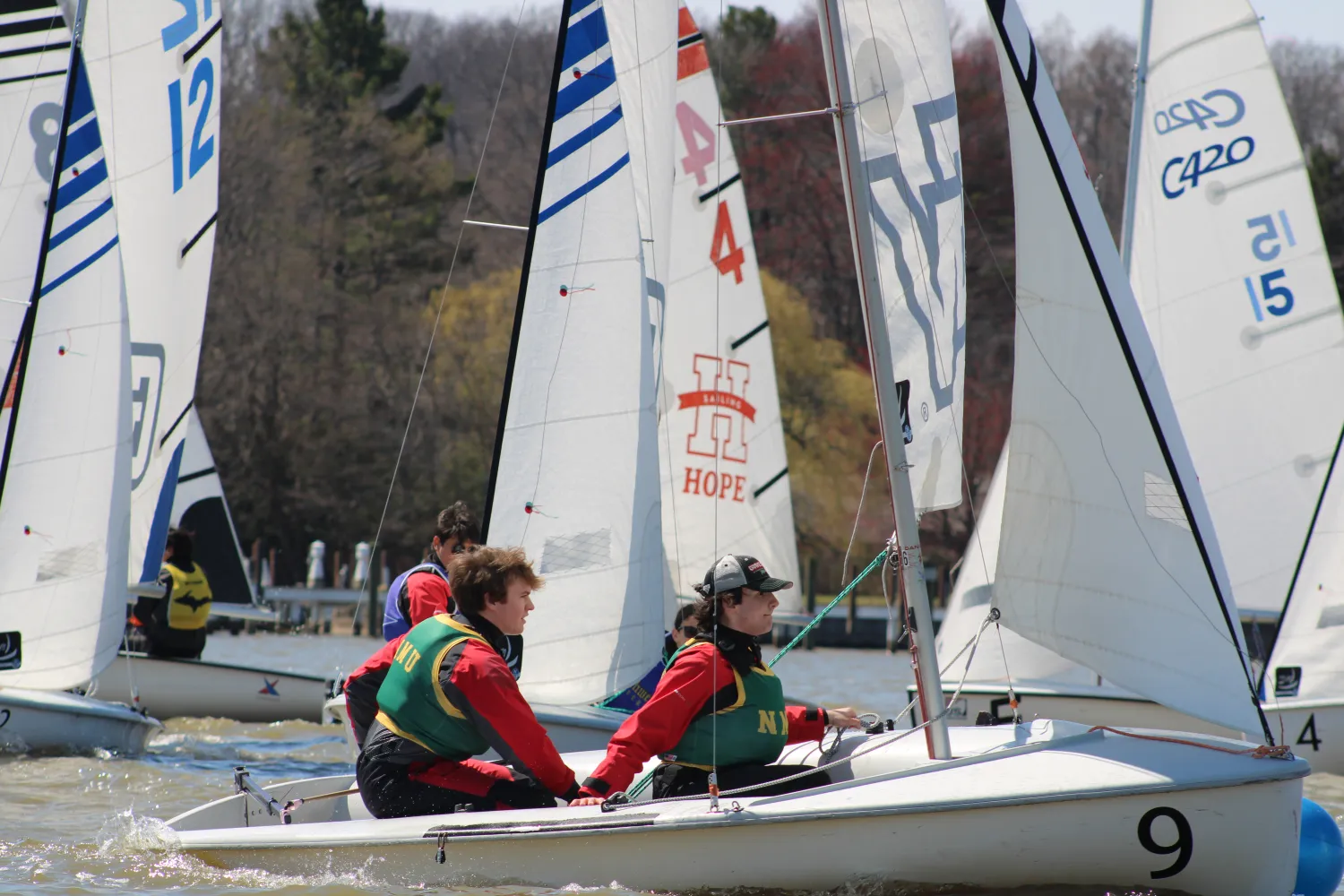 Regatta with boats up close
