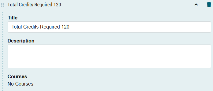 screenshot of the fields of a core