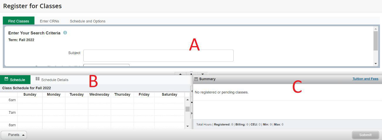 Registration Panels A, B, C