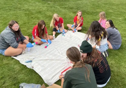 Students Tie Dyeing Shirts