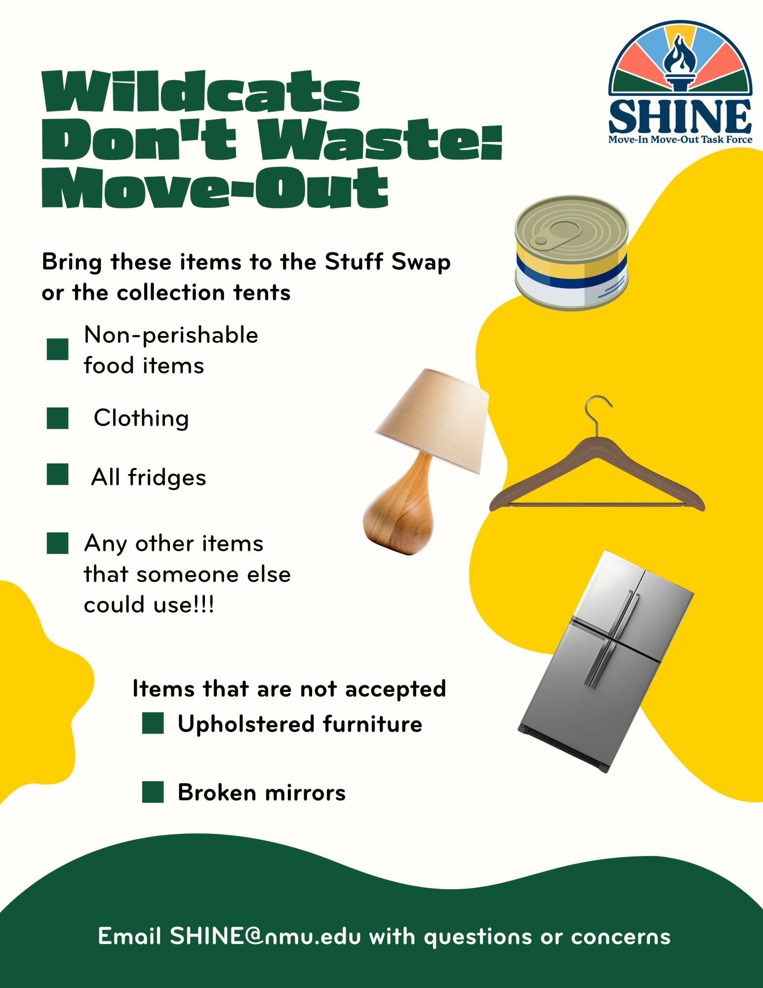 Flyer for what is accepted at the stuff swap