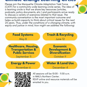 Marquette Climate Adaptation Task Force - Marquette 2049 Climate Change Learning Circles poster 