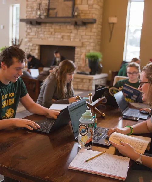 Students Studying in the Lodge