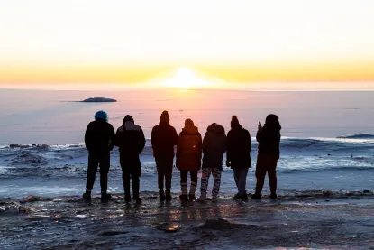 Students at sunrise