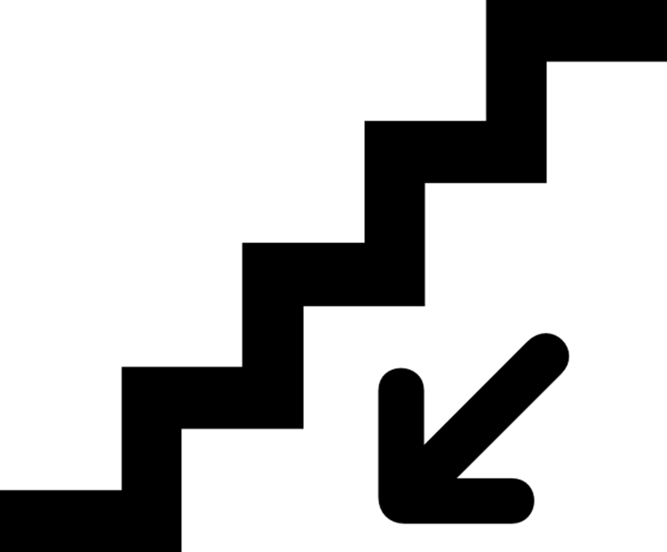 Stairs with an arrow pointing down