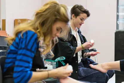 Cosmetology students in the Salon