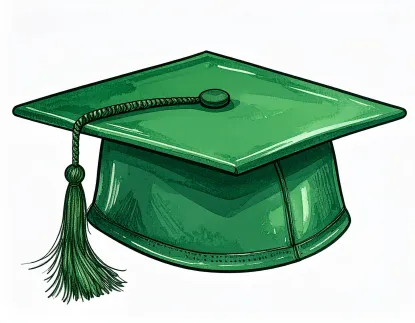 A dark green graduation cap