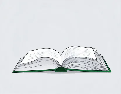 A sketch of a green open book on a light gray background