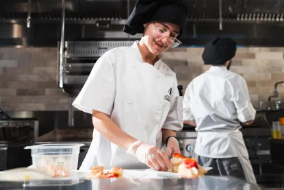 culinary student preparing food