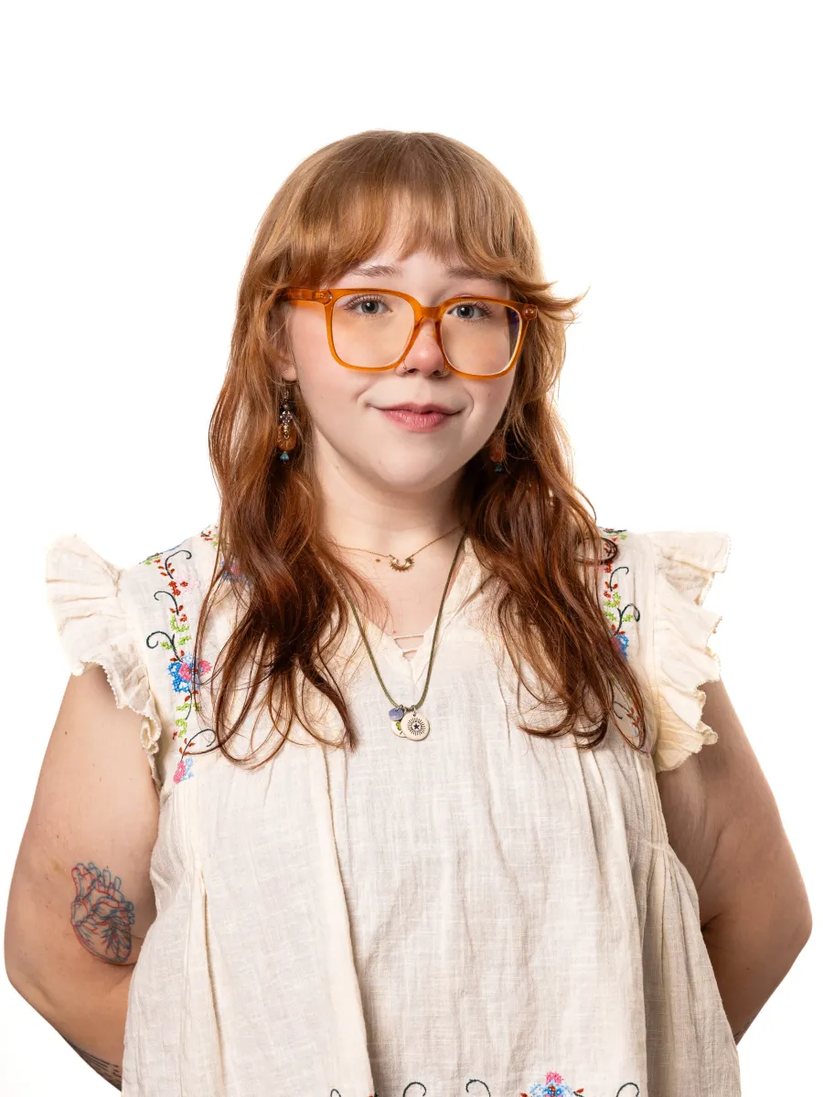 Image of woman with ivory shirt