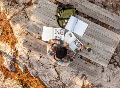 Student studying at Kona Hills Campground